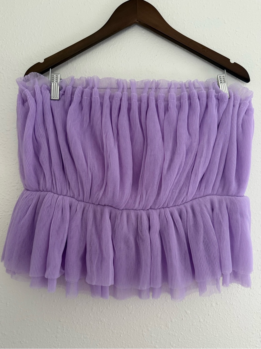 Pink Lily Lavender Tulle Ruffle Strapless Tube Top L - Picture 2 of 5